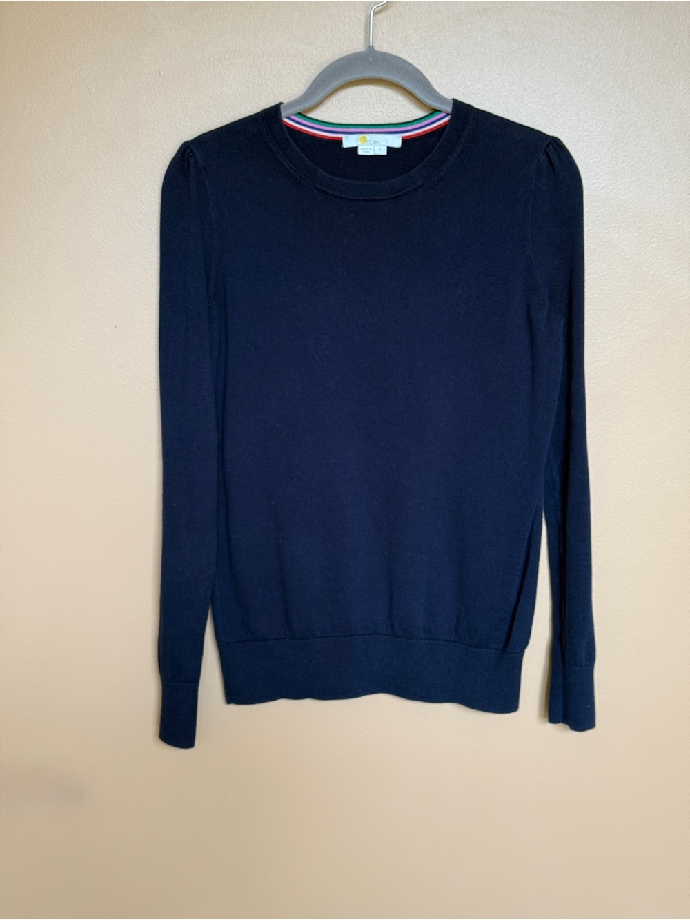 Boden Navy Crewneck Cotton Blend Sweater - Classic Lightweight Pullover size S